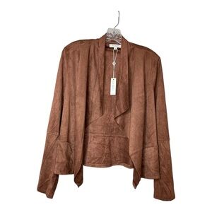 Max Studio London Women’s Faux Suede Draped Chestnut Jacket SZ M